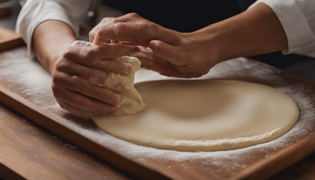 stretching pizza dough