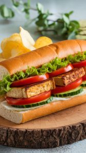 The Ultimate Garlic and Herb Tofu Sub Sandwich