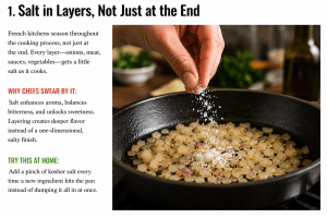 Professional kitchen mise en place with fresh ingredients